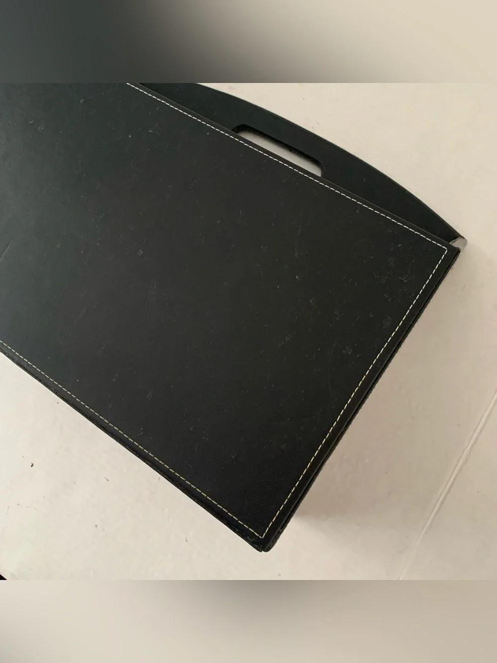 Imitation Leather Dark Brown Magazine Books Rack with Handle. 15x11x6